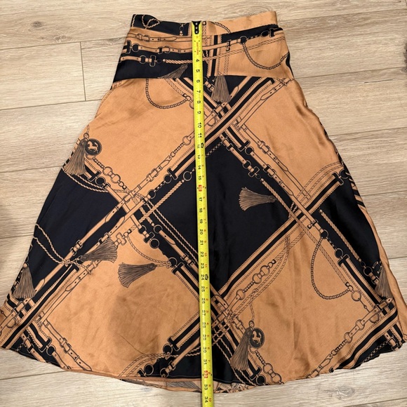 Ann Taylor Navy/Gold Equestrian Midi Silk Satin Feel A-Line Skirt Women’s 2 NWOT - Picture 14 of 14